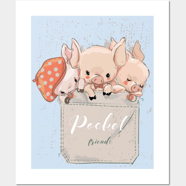 Pocket Piglets Wall Art by EveFarb